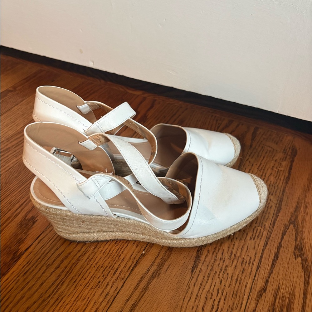 Schutz - Women’s White Espadrille Wedge Sandals